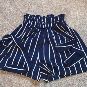 Stripped paper bag shorts
